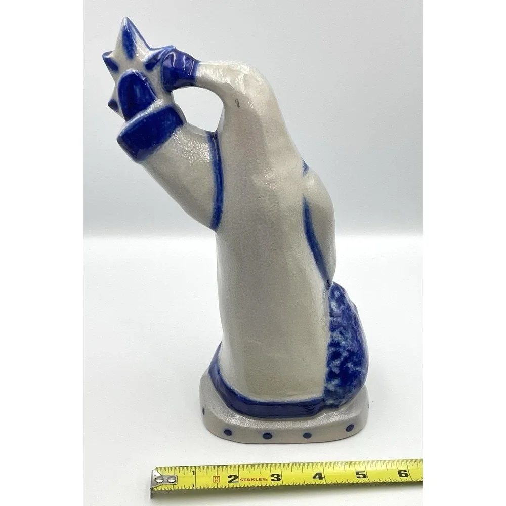 Eldreth Pottery 1997 Santa Claus Father Christmas Salt Glaze Blue 10" Figurine - Picture 3 of 13